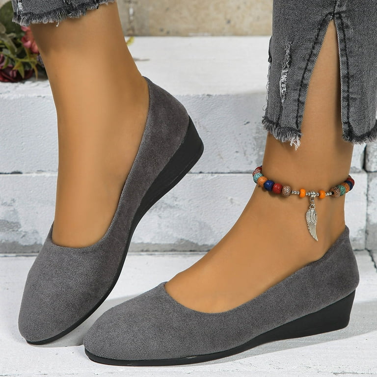 womens grey dress shoes low heel Pimfylm Shoes For Women Dressy Low Heel Low Heels for Women Wedding Dress Closed Toe Pump Shoes Silver 7.5
