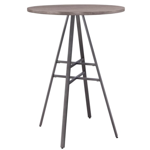 Bowery Hill Transitional Gray Metal and Wood 42" High Round Pub Table