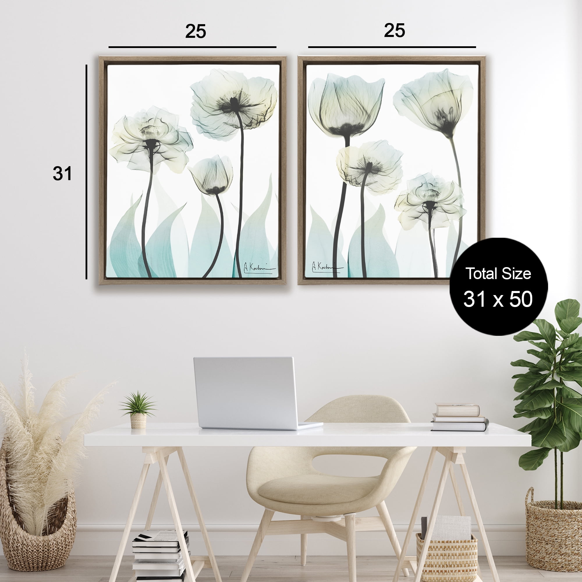 Stupell Industries Luxury Of Creation Flowers 2 Piece Brown Framed Floater Canvas Set, design by Albert Koetsier