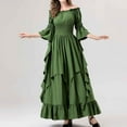 thumbnail image 2 of ZQUUVOU Women Medieval Retro Dress Victorian Dresses Ladies Peasant Gothic Witch Wedding Dress Outwear Green, 2 of 9