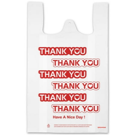 Ginkgo 350 Count Thank You Plastic Bags with Handles Shopping Grocery Bags, (20.6 x 11.5 inch) White