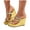Gold, variant on Women's Glitter Wedge Platform Flip Flops Fashion Metallic Rhinestone High Heeled Slides Clip Toe Non Slip Dress Shoes Black Size 6