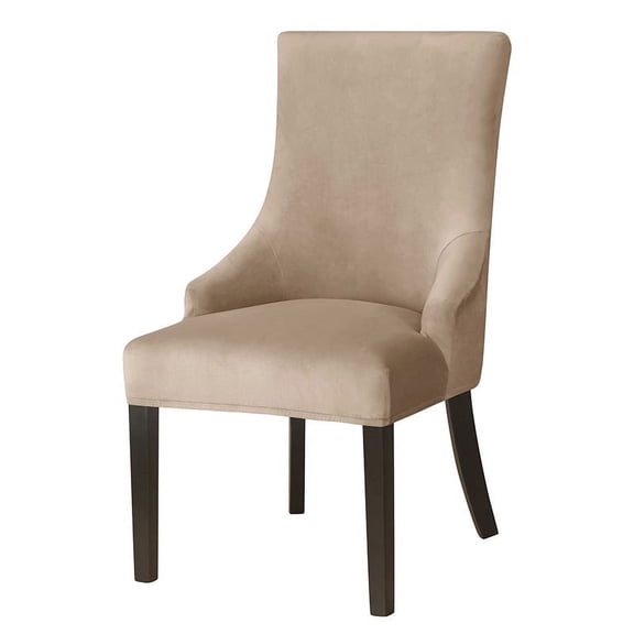 Zhuge Set of 2 Velvet Stretch Wingback Chair Slipcover, Washable Sloping Armchair Protector for Dining Room, Home, Hotel & Banquet Decor, Dark Khaki
