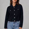thumbnail image 6 of Rexolia Women's Denim Jacket Classic Western Style Button Down Long Sleeve with Pockets Black L, 6 of 6