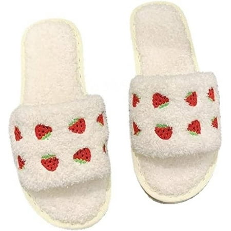 

shuwee Fuzzy Slippers Women Strawberry Slippers Kawaii Slippers Fluffy House Slippers Cute Slippers for Women