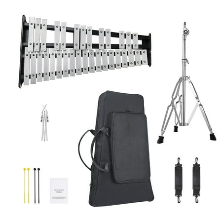 SKYSHALO 32-Key Glockenspiel Xylophone Set, Complete Percussion Kit with Mallets, Drumsticks, Sheet Music Holder, Height-Adjustable Stand & Portable Case for Learners & Enthusiasts