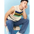 thumbnail image 2 of Suéter de punto para hombre, de malla, cuello redondo, ropa para hombre, chaleco sin mangas, chaleco de cuello redondo a rayas, una nueva moda japonesa de Harajuku, 2 of 5