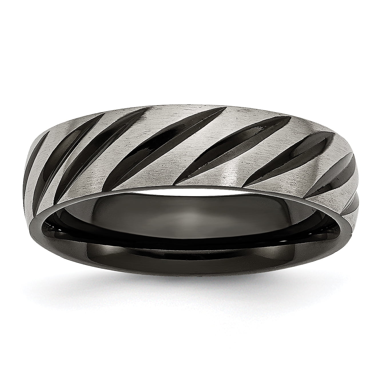Bridal Wedding Bands Fancy Bands Titanium Black IP-plated Cable and Diamonds Polished//Brushed Band Size 8