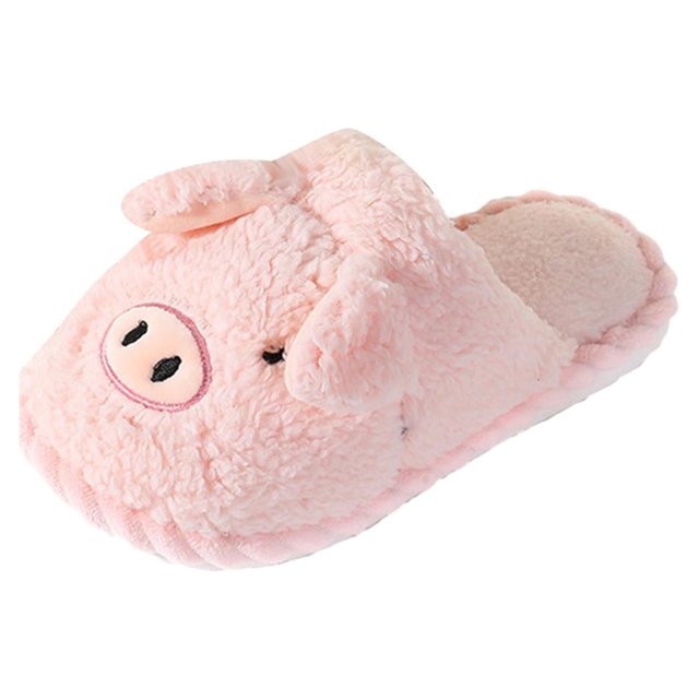 Zapatillas de cerdo para el hogar, zapatillas de invierno antideslizantes para el hogar, zapatos de casa de dibujos animados de felpa, zapatillas para Rosa Yinane Zapatillas de invierno