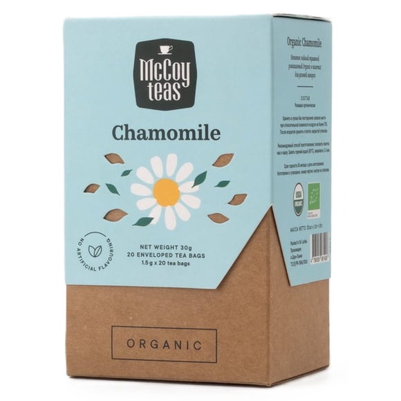 McCoy Teas Organic Chamomile Herbal Tea, Caffeine-Free, Relaxing & Calming, 20 Tea Bags