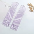 thumbnail image 4 of Eoperou 1 Pair Children Performance Gloves Faux Pearl Bow Decor Solid Color Full Fingers Satin Flower Girls Gloves Princess Style Cosplay Gloves, 4 of 8
