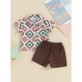thumbnail image 4 of nvzhuang Boys Summer 2PCS Shorts Sets Short Sleeve Button Up Tops and Solid Color Shorts Sets, 4 of 9