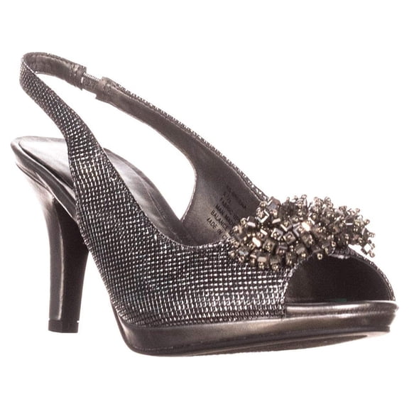 Karen Scott Womens breena Open Toe SlingBack Classic Pumps, Pewter, Size 9.5