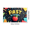 thumbnail image 1 of Colorful Backdrop Banner with Apple and School Elements for First Day of School Party Supplies Photography Props Decorations School Events Classroom Decor Back to School Celebrations, 1 of 4