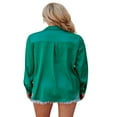 thumbnail image 4 of Chemises en Satin à Boutons pour Femmes Manches Longues Col Rabattu Couleur Unie Coupe Décontractée Blouse de Bureau, 4 of 5