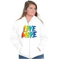 thumbnail image 4 of Love More LGBT Gay Pride Rainbow Unisex Fleece Graphic Zip Up Hoodie Brisco Brands 3X, 4 of 5