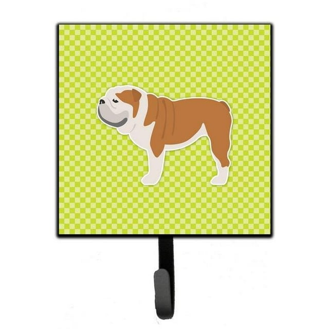 English Bulldog Checkerboard Green Leash or Key Holder