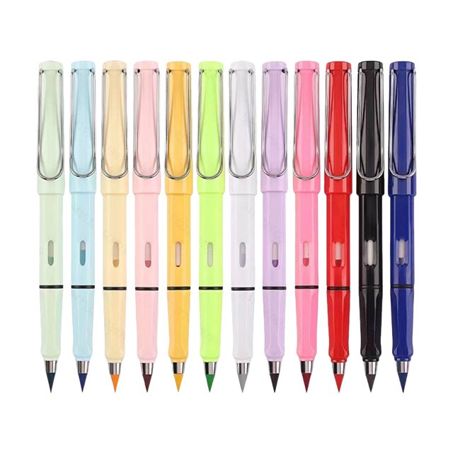 WUSUOWEI Crayons de Couleur Crayons de Couleur, Ensemble de 12, Crayons Sans Encre Crayon Réutilisable Crayon Éternel avec 12 Crayons Interchangeables