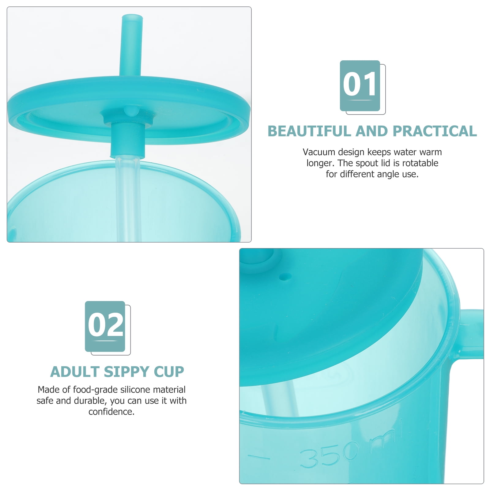 QIDITONG 2pcs Adult Sippy Cups For Elderly Sippy Cup With Straw Hospital Water Bottle With Straw Plastic Cup With Handle Adult Sippy Cups