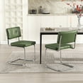thumbnail image 2 of Zesthouse 19.3″Mid-Century Modern Dining Chairs Set of 2, Faux Leather Upholstered Kitchen Chairs with Back and Chrome Legs, Armless Side Chairs for Kitchen & Dining Living Room, Green, 2 of 13