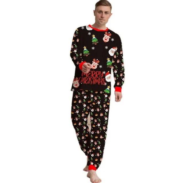 Conjuntos de pijamas familiares a juego para papá Pijamas navideños con camiseta de manga larga y pantalones Ropa de estar por casa