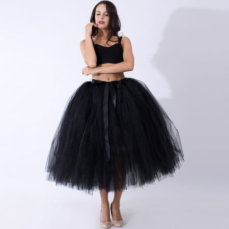 

VONCOS Fashion Daily Ladies High Waist Half Skirt Women Mesh TulleTutu Skirt Bridesmaid Princess Skirt Bubble Maternity Skirt