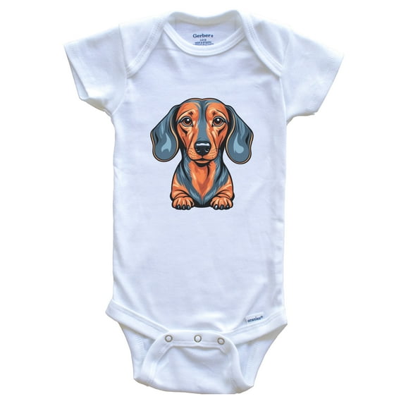 Cute Dachshund Dog Breed Baby Bodysuit, 0-3 months white