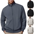 thumbnail image 2 of ZCFZJW Men's Stand up Collar Jacket Lightweight Casual Full Zip up Long Sleeve Pullover Sweatshirt Outdoor Cardigan Spring Autumn Sports Jacket with Pockets Gray M, 2 of 9