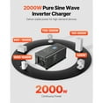 thumbnail image 2 of KFFKFF Pure Sine Wave Inverter Charger, 2000 Watt, DC 12V to AC 120V Power Inverter with LCD Display, Remote Control, Solar Inverter for Off-Grid Solar RV Boat Home, 2 of 9