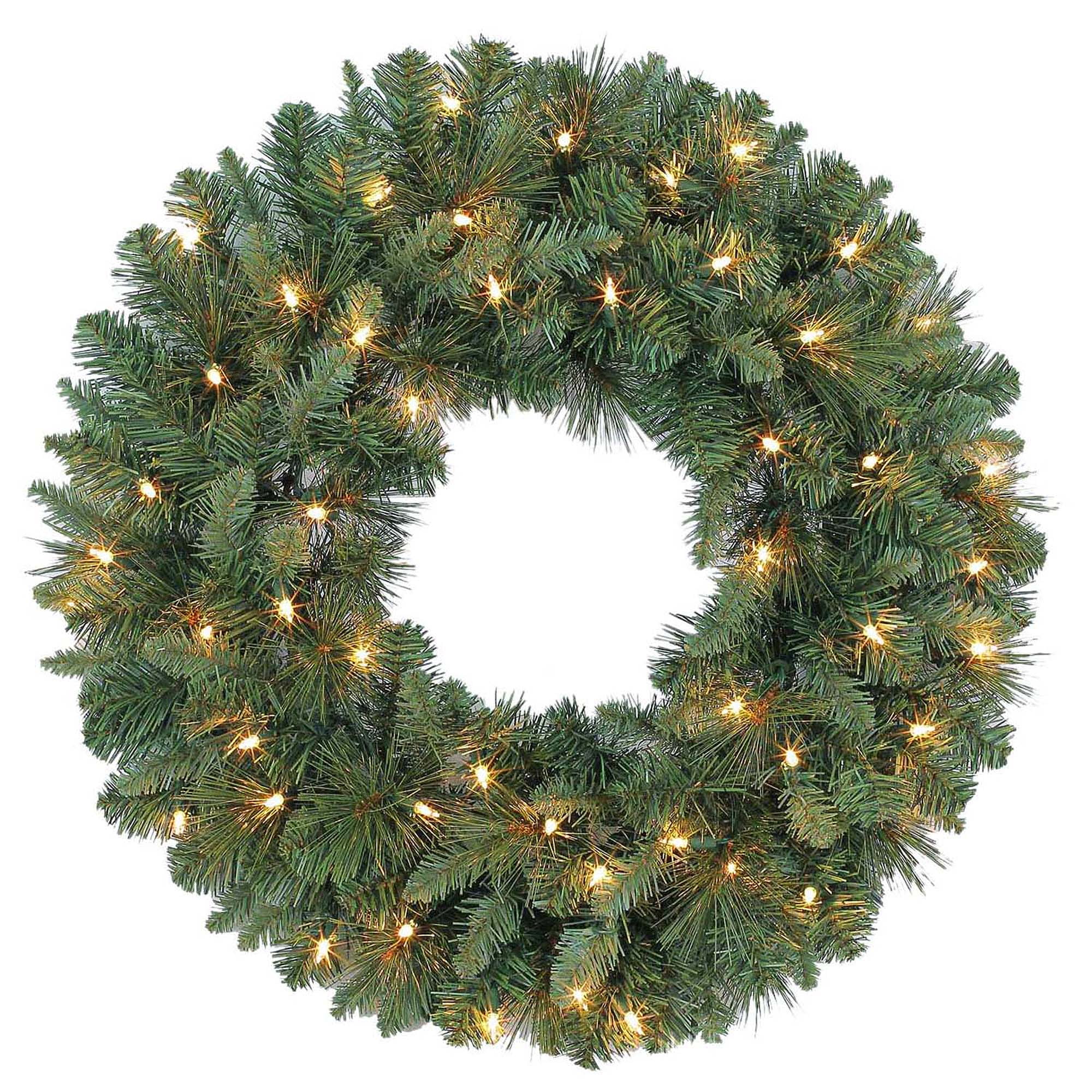 Holiday Time Prelit Green Scottsdale Pine Christmas Wreath, 24 in ...