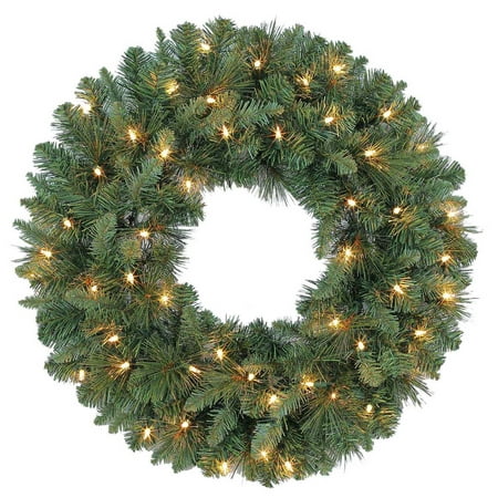 Holiday Time Prelit Green Scottsdale Pine Christmas Wreath, 24