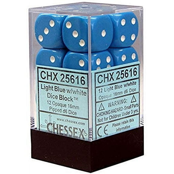 Chessex 25616 Opaque 16mm d6 Dice Block, Multicolor
