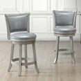 thumbnail image 5 of WHI Rowan 26" Solid Wood/Faux Leather Counter Stools in Gray (Set of 2), 5 of 6