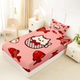 thumbnail image 5 of Manfei Cute Bowknot Cat Twin Sheets, Cartoon Fish Bedding, Pink Red, 3-Piece, 1 Flat Sheet, 1 Fitted Sheet and 1 Pillowcase, 5 of 6