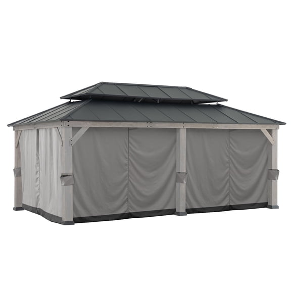 Sunjoy Replacement Gazebo Curtain Panles,Waterproof 6-Panel Screen Walls Outdoor Curtain for 12 x 20 ft Gazebo, Patio & Backyard Protection