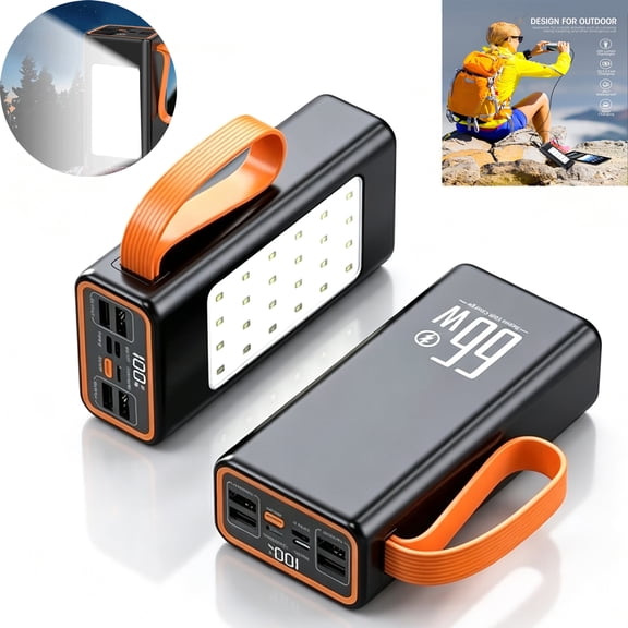 Hotpom 30000mAh Power Bank, 66W Fast Charging Portable Charger with LED Light and Lanyard, Outdoor External Battery Pack for iPhone, Android & Samsung