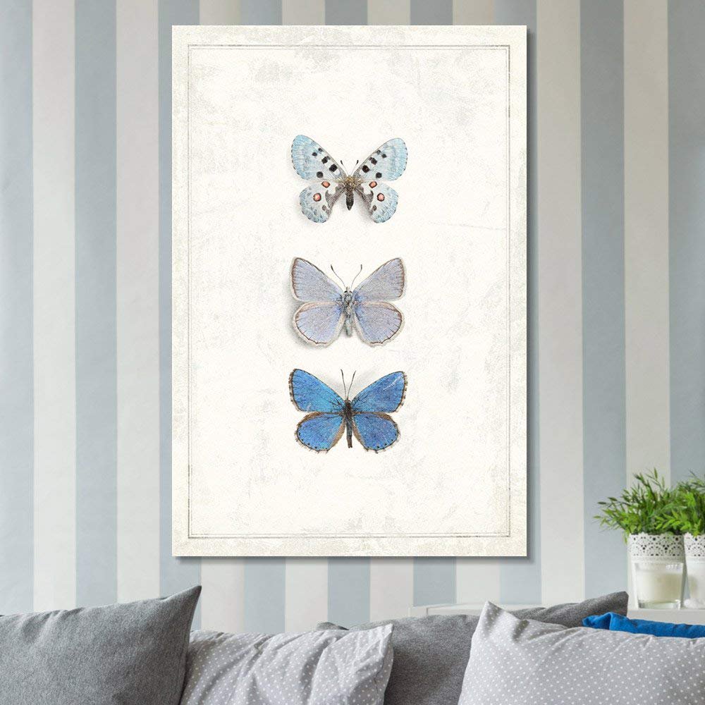 Wall26 Canvas Wall Art Hand Drawn Blue Butterfly Collection Series 1