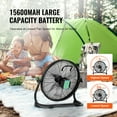 thumbnail image 3 of VEVOR Cordless Fan 16 in, Portable Quiet Personal Fan for Home or Office, 360 Degree Manual Pivoting Head, Stepless Speed Regulation High Velocity Cordless Fan, Heavy Duty Metal Industrial Floor Fans, 3 of 9