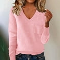 thumbnail image 2 of WTXUE Women's V-Neck Tunic Sweater with Pockets Soft Knitted Pullover Long Sleeve Lightweight Knit Pullover Tops Business Casual Sweaters Fall Outfits Pink S, 2 of 6