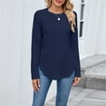 thumbnail image 4 of Fall Tops for Women 2025, Comdrip Tops for Women Long Sleeve Knit Crew Neck T Shirts Side Split Blosue Casual Loose Fit Fall Basic Tees Womens Long Sleeve Tops Navy M, 4 of 9