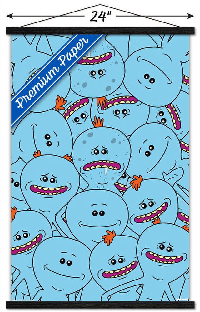 Rick And Morty - Mr. Meeseeks Wall Poster with Wooden Magnetic Frame, 22.375" x 34"