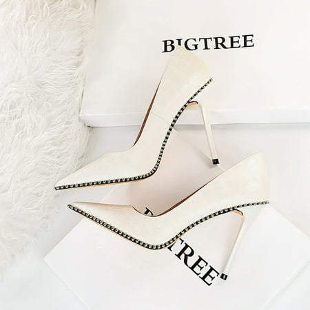 

Metal Chain Crocodile Pattern Pointed Toe Stiletto Heels Fashion Lightweight High Heels Women‘s Pumps