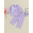 thumbnail image 2 of GXFC Baby Girl Fall Outfits Set Clothes 6M 1T 2T 3T Kids Girl Long Sleeve Heart Print Sweatshirt Tops Pants 2Pcs Casual Autumn Clothing for Toddler Girl, 2 of 8
