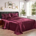 thumbnail image 3 of Home Soft Things Silky Satin 4 Piece Bed Sheet Set - Burgundy - King, 3 of 9
