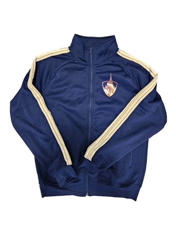 Walt Disney World 50th Anniversary Castle Full Zip Track Jacket Blue Adult Size Large NWT