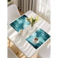 thumbnail image 5 of Teal Mountain Placemats Set of 8, Misty Forest Nature Woodland Pine Tree Landscape Placemats for Dining Table, Place Mats for Kitchen Tabletop, Waterproof Wipeable Dining Table Mats Set, 5 of 9