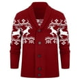 thumbnail image 5 of WRKEKC Men's Cardigan Shawl Collar Button Down Long Sleeve Deer Print Thickened Warm Festive Stylish Fall Winter Casual Outerwear, 5 of 5