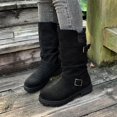 thumbnail image 6 of Black Feminine Mid Calf Boots With Buckle Detail Round Toe And Heel For Winter Wear Comfortable And Stylish, 6 of 9