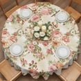 thumbnail image 3 of Round Tablecloth Pink Retro Rose Waterproof Oil Proof Polyester Table Cloth Cover Decor for Home Dining Outdoor,Patio,Parties, 54" Dia. Vintage Floral, 3 of 9