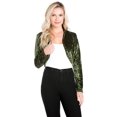 thumbnail image 4 of Fashion Secrets Women`s Collarless Open Front Velvet Bolero Shrug Cardigan Cropped Jacket (X Large, Olive), 4 of 6